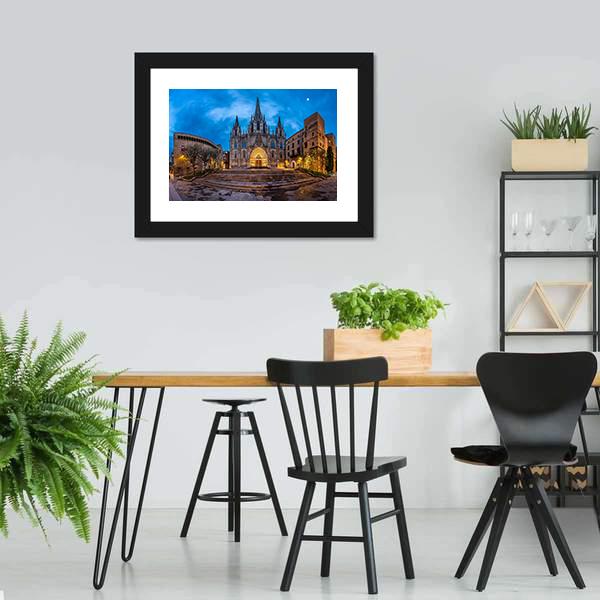 Cathedral Of Saint Eulalia Canvas Wall Art-3 Horizontal-Gallery Wrap-25" x 16"-Tiaracle