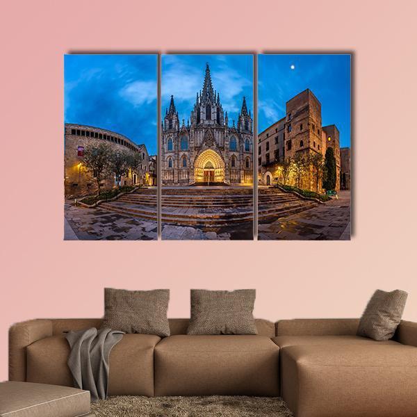 Cathedral Of Saint Eulalia Canvas Wall Art-3 Horizontal-Gallery Wrap-37" x 24"-Tiaracle