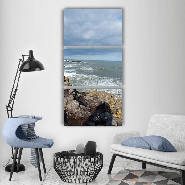Catterline Beach Scotland Vertical Canvas Wall Art-3 Vertical-Gallery Wrap-12" x 25"-Tiaracle