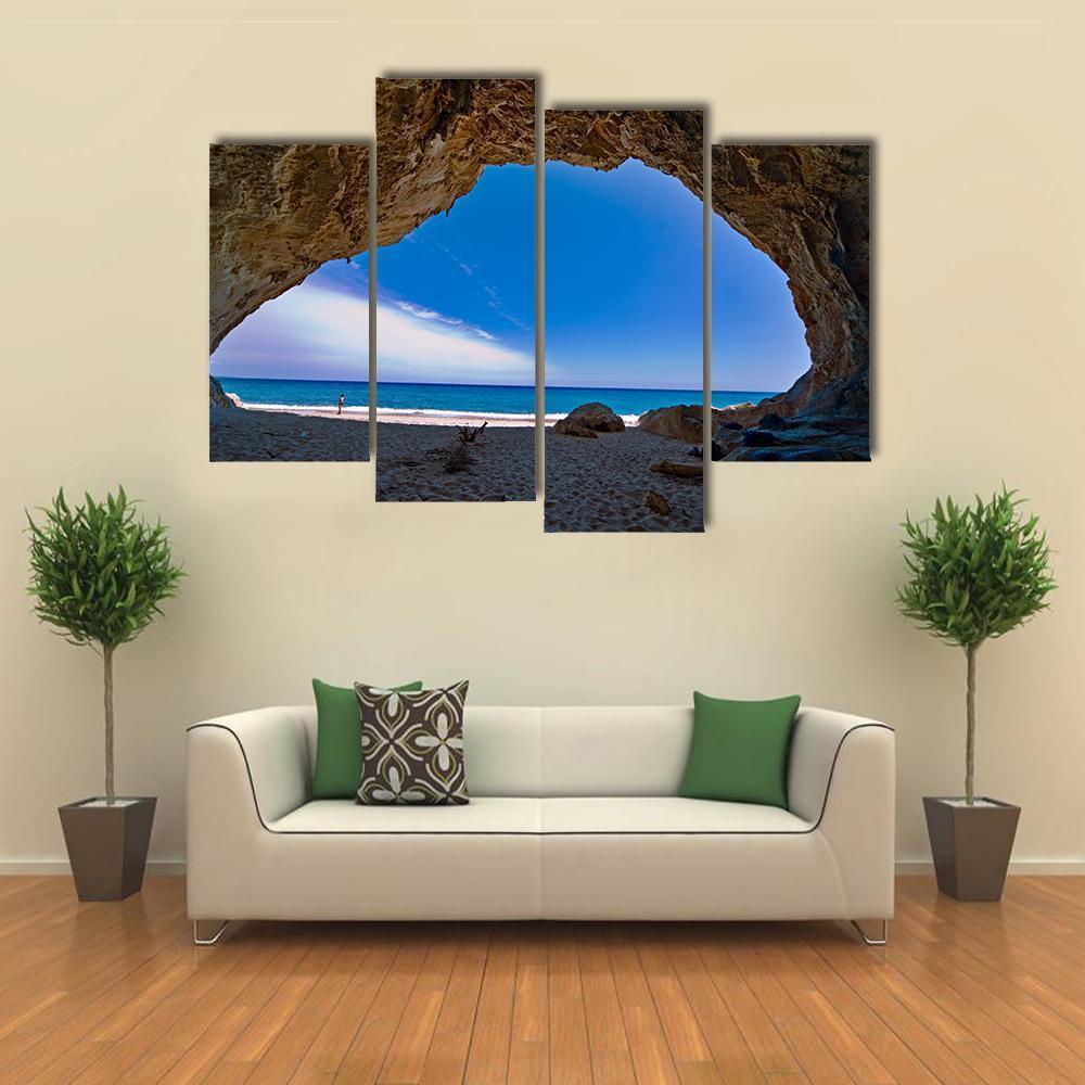 Cave Paradise & Sea Canvas Wall Art-4 Pop-Gallery Wrap-50" x 32"-Tiaracle