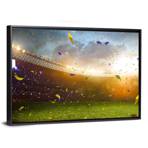 Celebration In Soccer Stadium Canvas Wall Art-3 Horizontal-Gallery Wrap-25" x 16"-Tiaracle