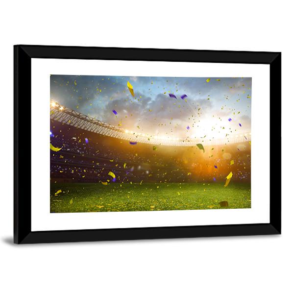 Celebration In Soccer Stadium Canvas Wall Art-3 Horizontal-Gallery Wrap-25" x 16"-Tiaracle