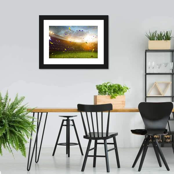 Celebration In Soccer Stadium Canvas Wall Art-3 Horizontal-Gallery Wrap-25" x 16"-Tiaracle