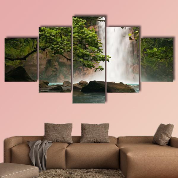 Celestial Waterfall Canvas Wall Art-5 Star-Gallery Wrap-62" x 32"-Tiaracle