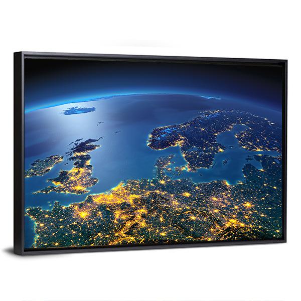 Central Europe From Space Canvas Wall Art-3 Horizontal-Gallery Wrap-25" x 16"-Tiaracle