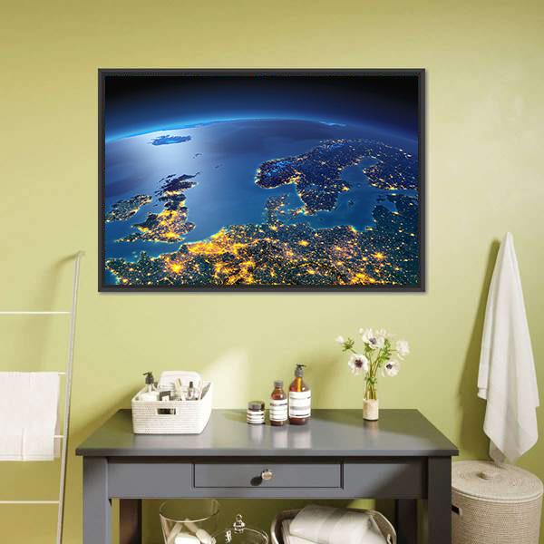 Central Europe From Space Canvas Wall Art-3 Horizontal-Gallery Wrap-25" x 16"-Tiaracle