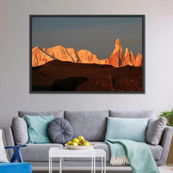 Cerro Torre At Sunrise Canvas Wall Art-1 Piece-Floating Frame-42" x 14"-Tiaracle