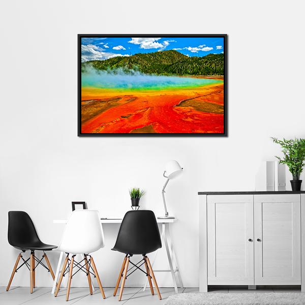 Cerulean Geyser Panoramic Canvas Wall Art-1 Piece-36" x 12"-Tiaracle