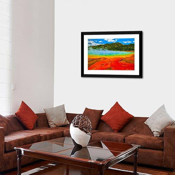 Cerulean Geyser Panoramic Canvas Wall Art-1 Piece-36" x 12"-Tiaracle