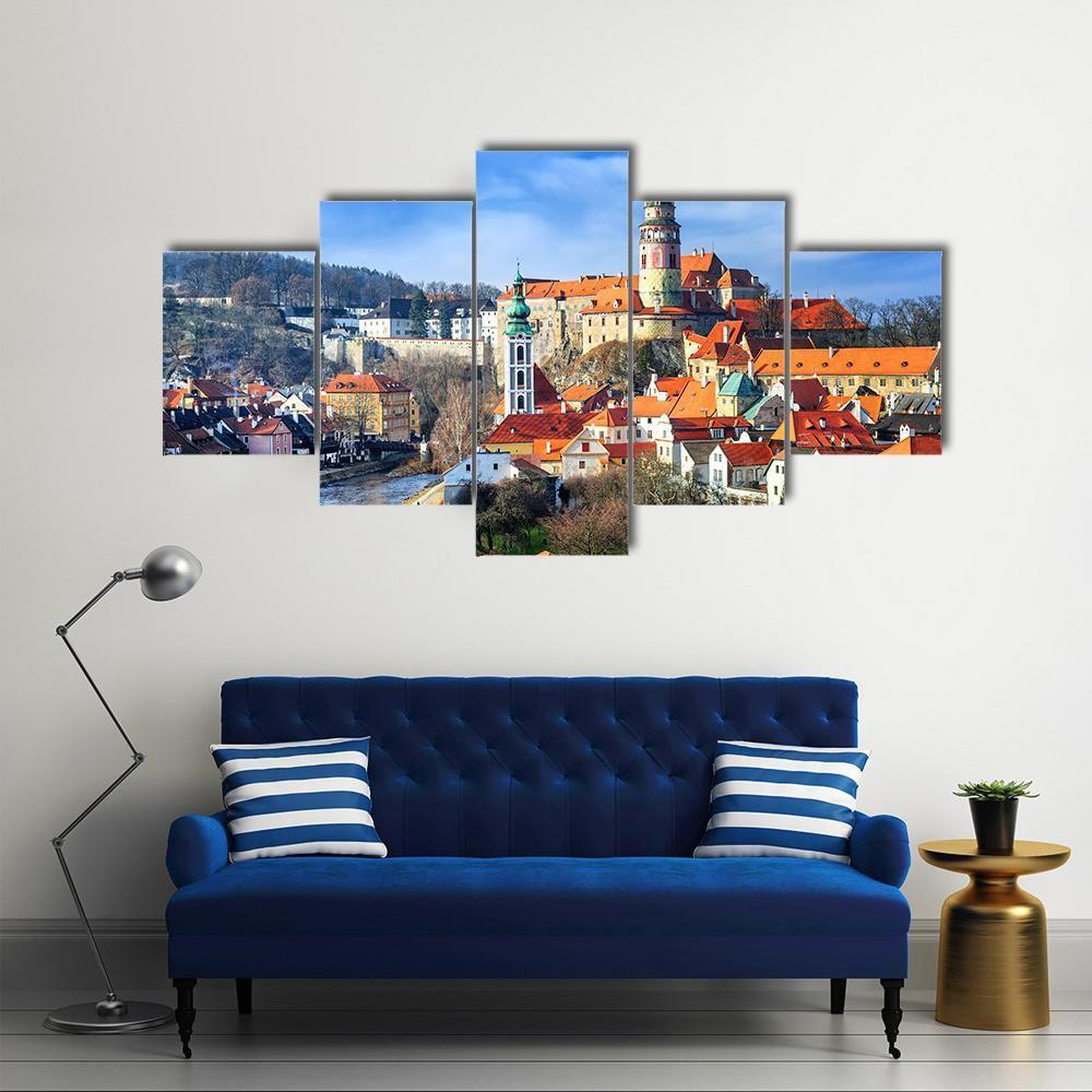 Cesky Krumlov Czech Republic Canvas Wall Art-5 Star-Gallery Wrap-62" x 32"-Tiaracle