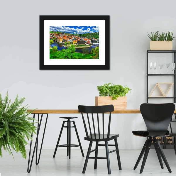Cesky Krumlov Panoramic Canvas Wall Art-1 Piece-36" x 12"-Tiaracle