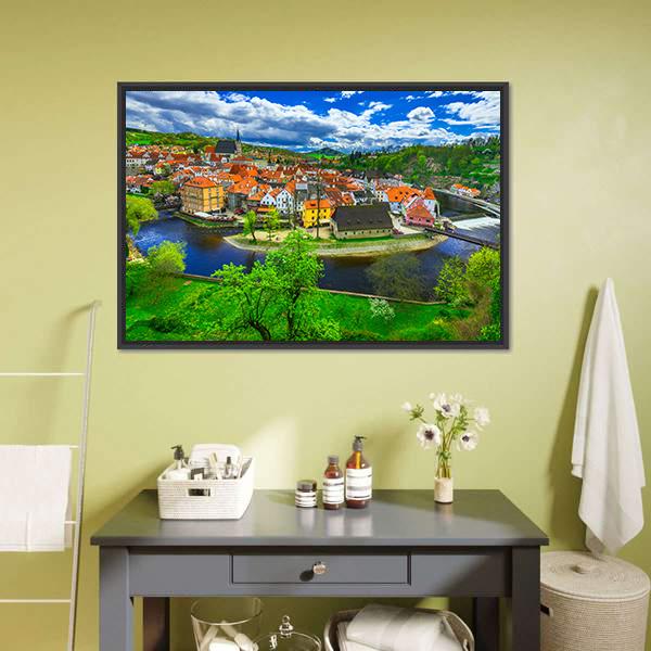 Cesky Krumlov Panoramic Canvas Wall Art-1 Piece-36" x 12"-Tiaracle