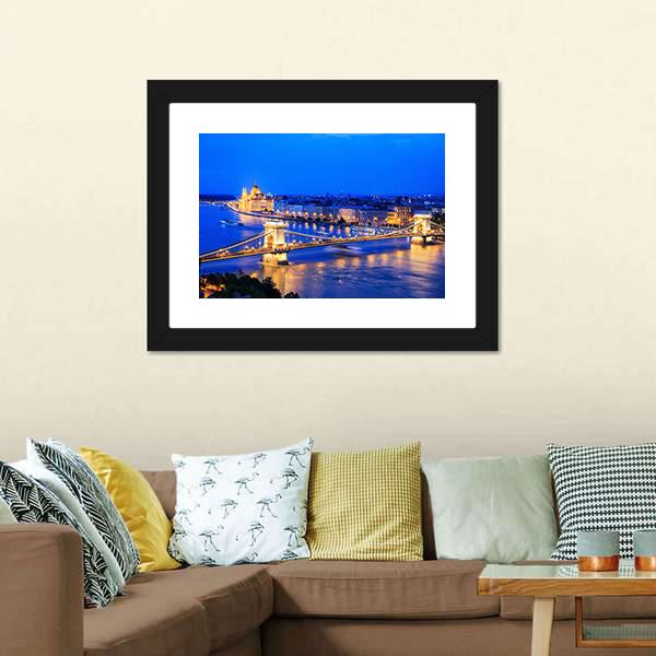 Chain Bridge & Parliament Panoramic Canvas Wall Art-1 Piece-36" x 12"-Tiaracle
