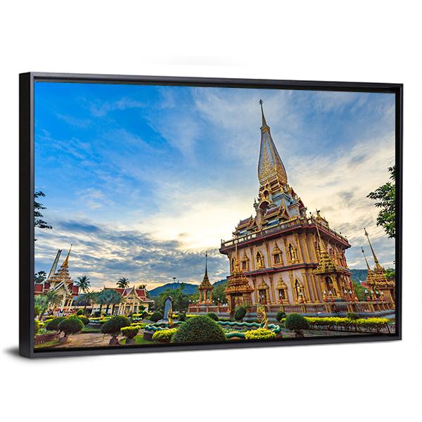 Chalong Temple Canvas Wall Art-5 Horizontal-Gallery Wrap-22" x 12"-Tiaracle