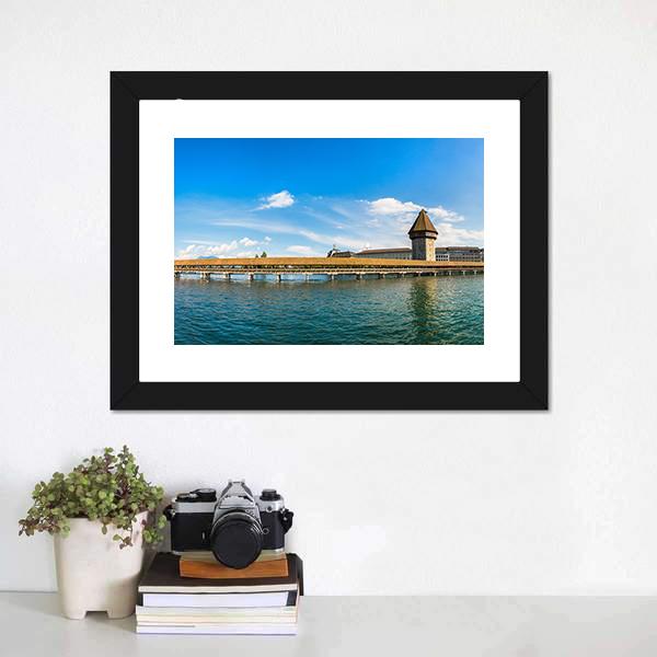 Chapel Bridge In Lucerne Panoramic Canvas Wall Art-1 Piece-36" x 12"-Tiaracle