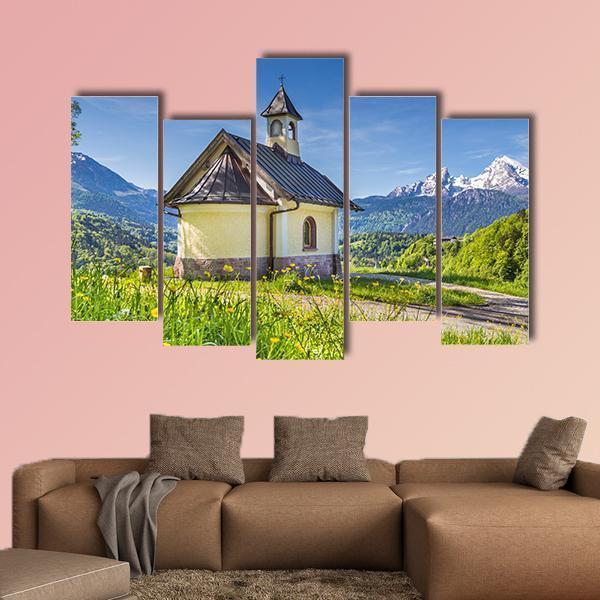 Chapel In Berchtesgaden Canvas Wall Art-5 Pop-Gallery Wrap-47" x 32"-Tiaracle