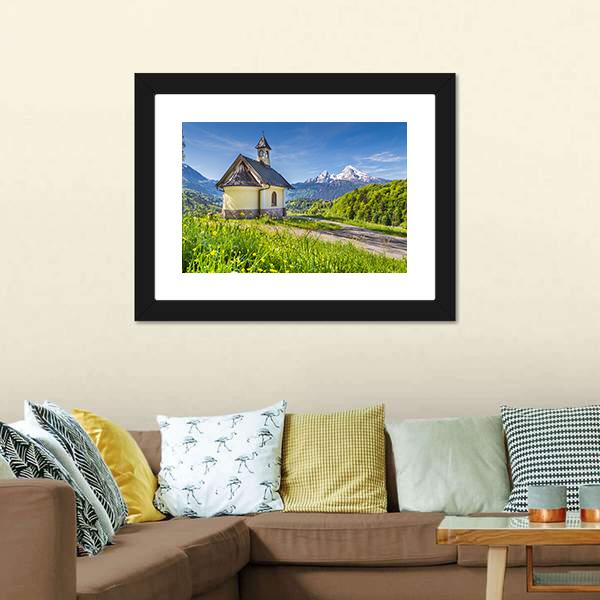 Chapel In Berchtesgaden Canvas Wall Art-3 Horizontal-Gallery Wrap-25" x 16"-Tiaracle