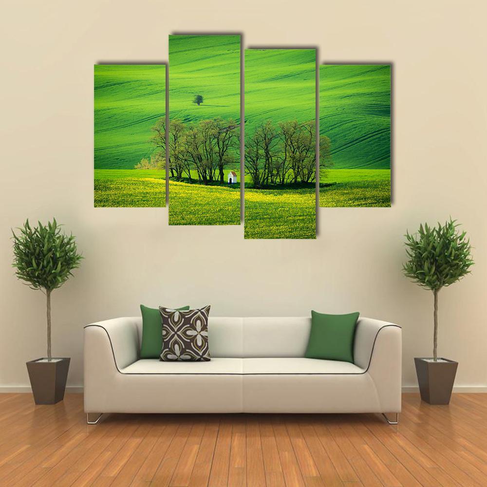Chapel Of St Barbara At Spring Canvas Wall Art-4 Pop-Gallery Wrap-50" x 32"-Tiaracle