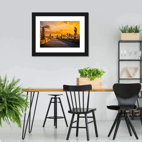 Charles Bridge & Prague Castle Canvas Wall Art-3 Horizontal-Gallery Wrap-25" x 16"-Tiaracle