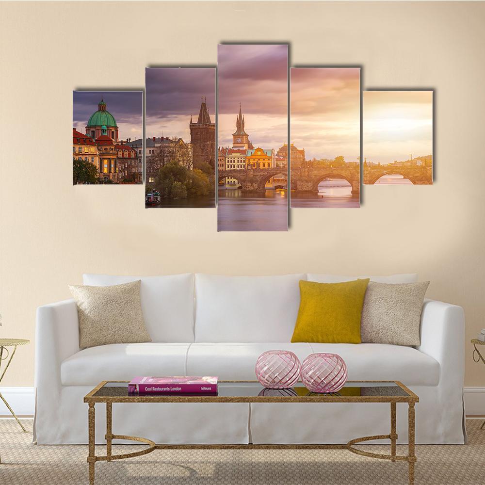 Aerial View Of Old Town Pier Canvas Wall Art-5 Star-Gallery Wrap-62" x 32"-Tiaracle