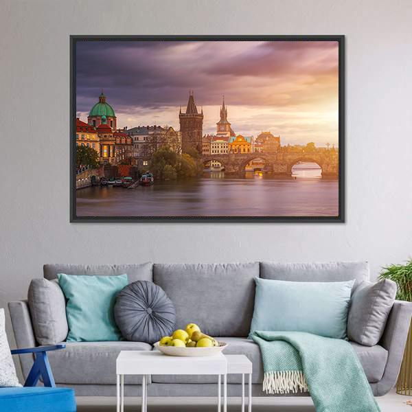 Aerial View Of Old Town Pier Canvas Wall Art-1 Piece-Floating Frame-24" x 16"-Tiaracle