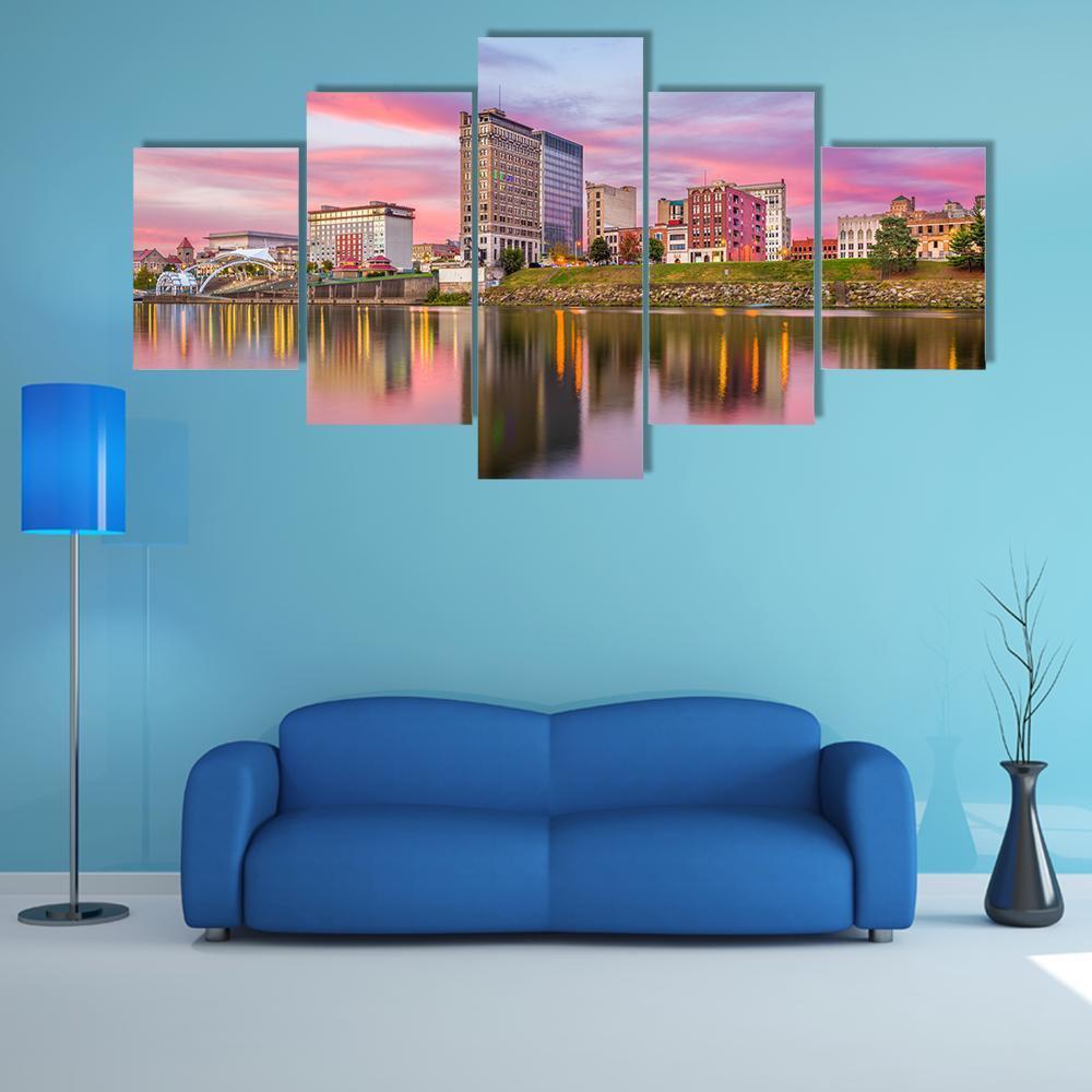 Charleston Downtown Skyline Canvas Wall Art-5 Star-Gallery Wrap-62" x 32"-Tiaracle