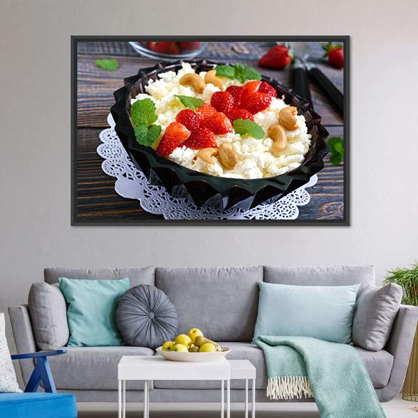 Cheese With Strawberries & Nuts Canvas Wall Art-3 Horizontal-Gallery Wrap-25" x 16"-Tiaracle