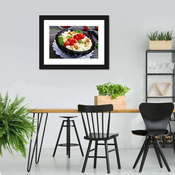 Cheese With Strawberries & Nuts Canvas Wall Art-3 Horizontal-Gallery Wrap-25" x 16"-Tiaracle
