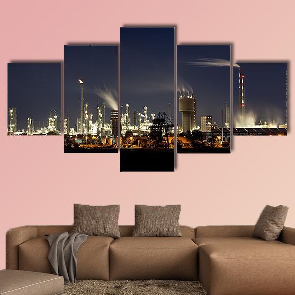 Chemical Factory In Ludwigshafen Canvas Wall Art-5 Star-Gallery Wrap-62" x 32"-Tiaracle