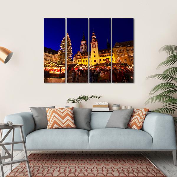 Chemnitz Christmas Market Canvas Wall Art-4 Horizontal-Gallery Wrap-34" x 24"-Tiaracle