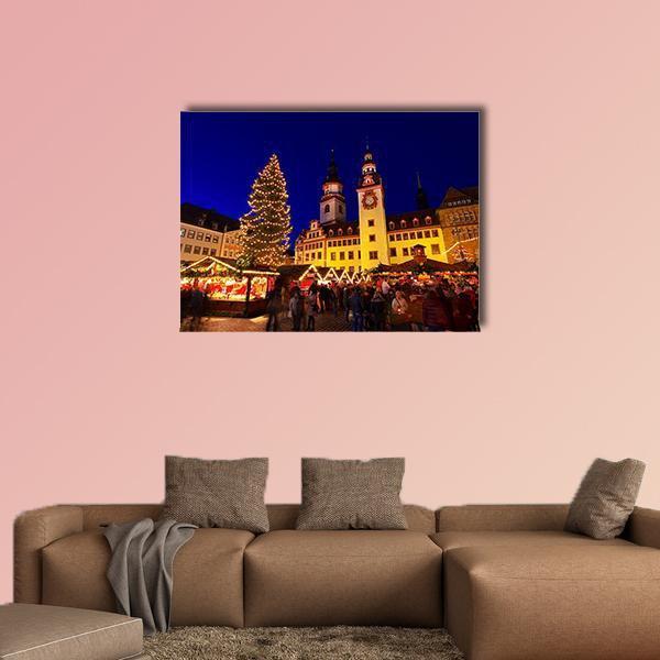 Chemnitz Christmas Market Canvas Wall Art-1 Piece-Gallery Wrap-48" x 32"-Tiaracle