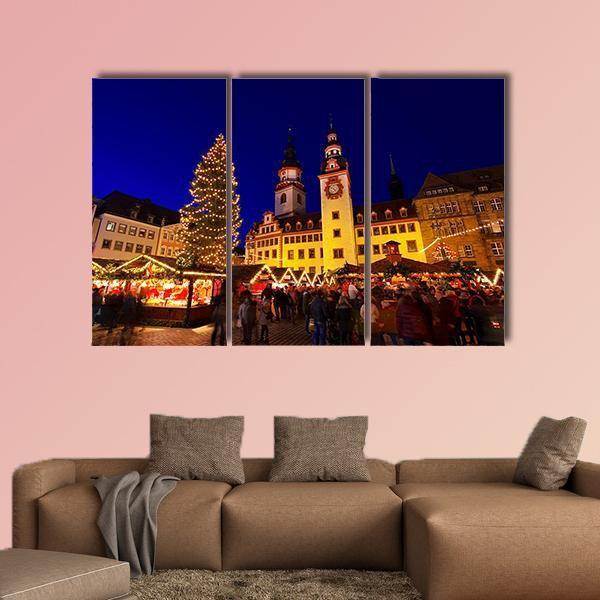 Chemnitz Christmas Market Canvas Wall Art-3 Horizontal-Gallery Wrap-25" x 16"-Tiaracle