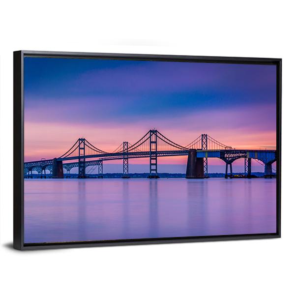 Chesapeake Bay Bridge Canvas Wall Art-3 Horizontal-Gallery Wrap-25" x 16"-Tiaracle