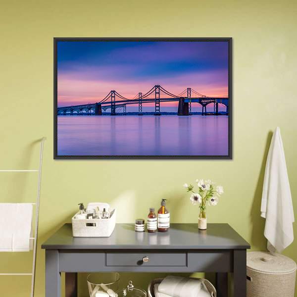 Chesapeake Bay Bridge Canvas Wall Art-3 Horizontal-Gallery Wrap-25" x 16"-Tiaracle