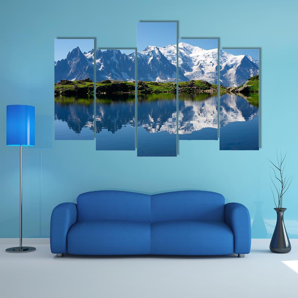 Cheserys Lake With Mountain Canvas Wall Art-5 Pop-Gallery Wrap-47" x 32"-Tiaracle
