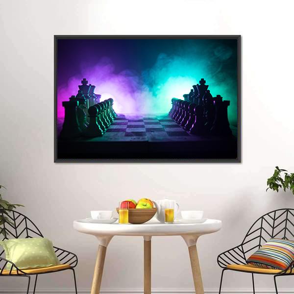 Chess Board Game Panoramic Canvas Wall Art-1 Piece-36" x 12"-Tiaracle