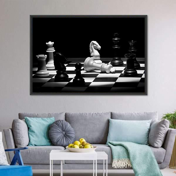 Chess Game Panoramic Canvas Wall Art-1 Piece-36" x 12"-Tiaracle