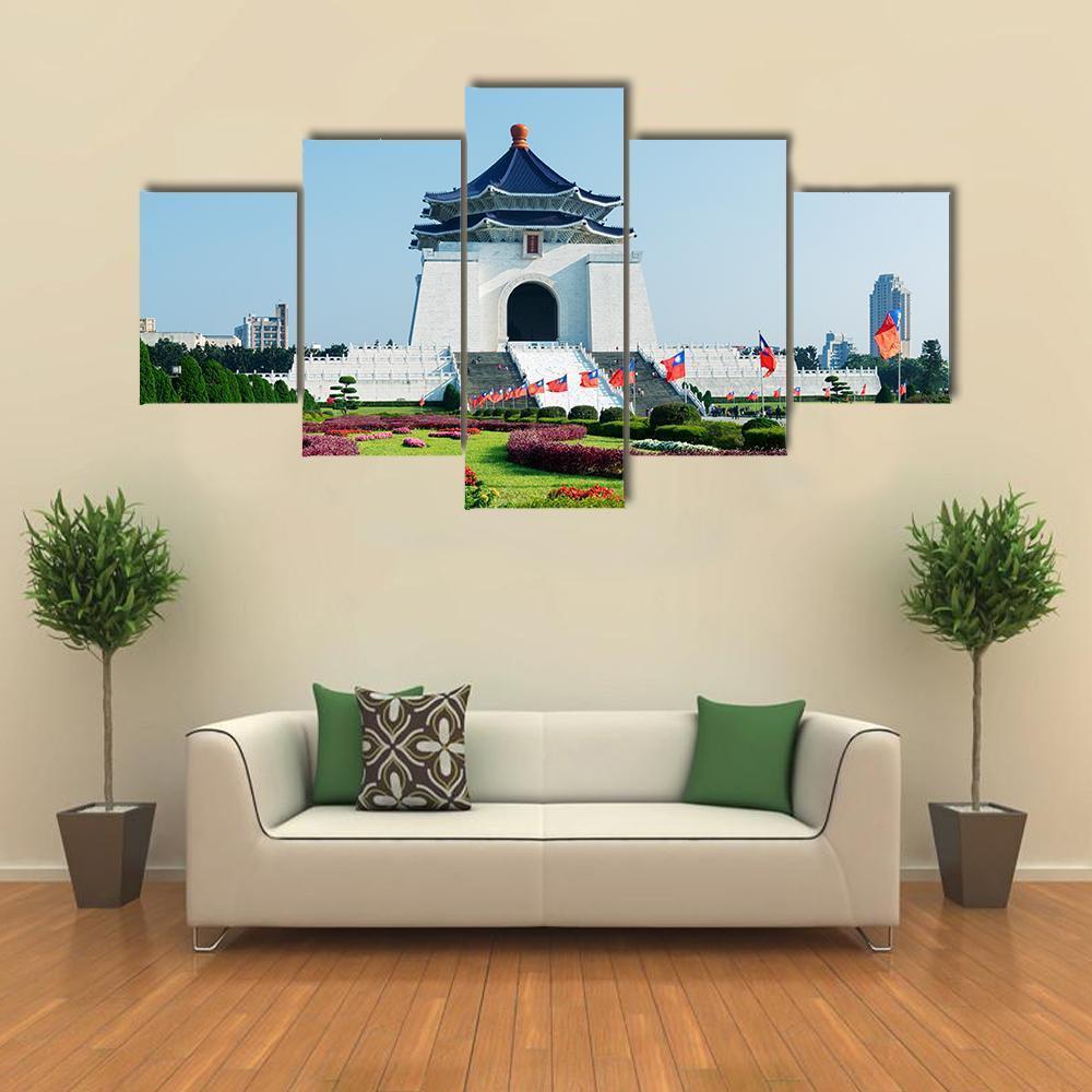 Chiang Kai-Shek Memorial Hall Canvas Wall Art-5 Star-Gallery Wrap-62" x 32"-Tiaracle