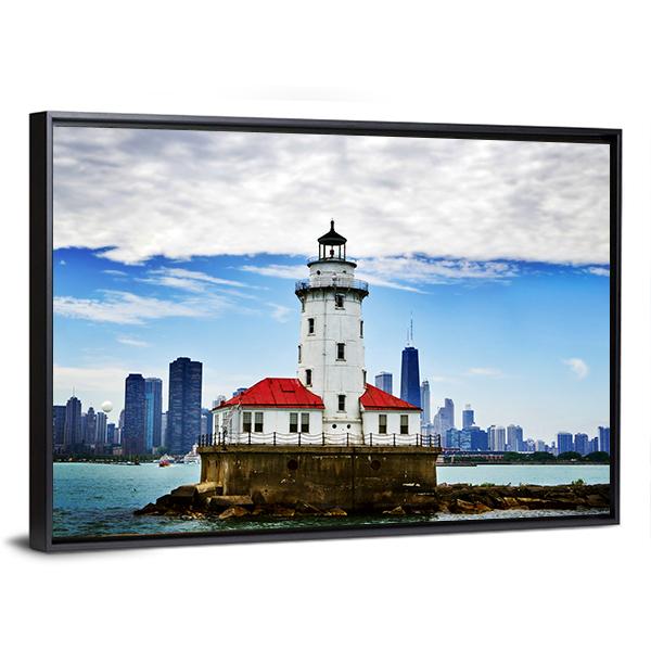 Chicago Lighthouse Canvas Wall Art-3 Horizontal-Gallery Wrap-25" x 16"-Tiaracle