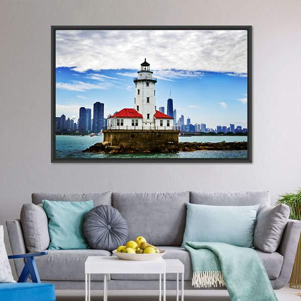 Chicago Lighthouse Canvas Wall Art-3 Horizontal-Gallery Wrap-25" x 16"-Tiaracle