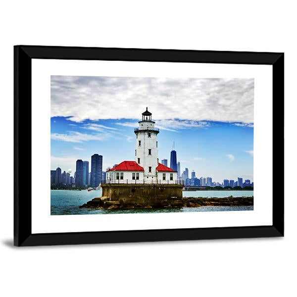 Chicago Lighthouse Canvas Wall Art-3 Horizontal-Gallery Wrap-25" x 16"-Tiaracle