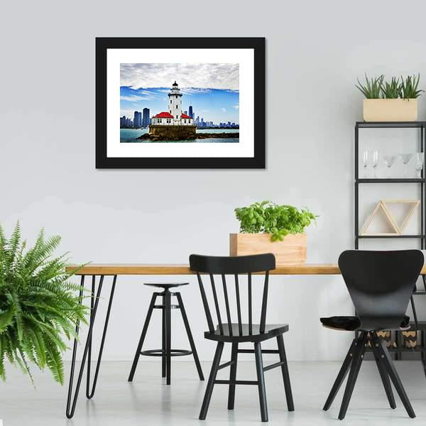 Chicago Lighthouse Canvas Wall Art-3 Horizontal-Gallery Wrap-25" x 16"-Tiaracle