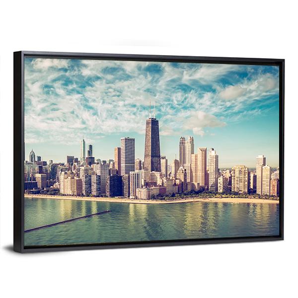 Chicago Skyscrapers By The Beach Canvas Wall Art-5 Horizontal-Gallery Wrap-22" x 12"-Tiaracle
