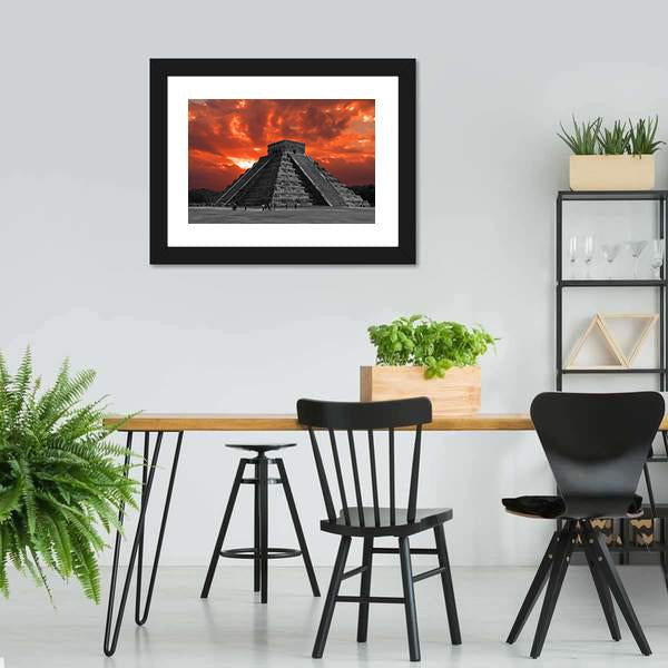 Chichen Itza Temple Canvas Wall Art-3 Horizontal-Gallery Wrap-25" x 16"-Tiaracle