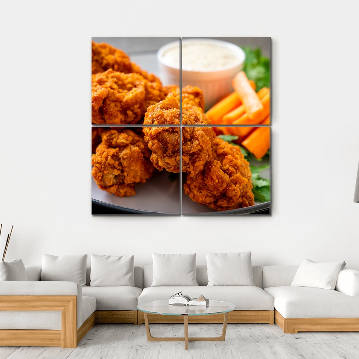 Chicken Wings Canvas Wall Art-4 Square-Gallery Wrap-17" x 17"-Tiaracle