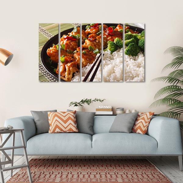 Chicken With Rice Canvas Wall Art-5 Horizontal-Gallery Wrap-22" x 12"-Tiaracle