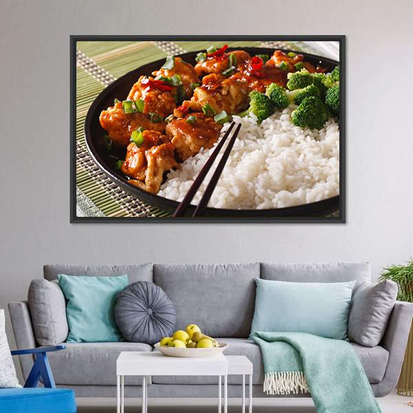 Chicken With Rice Canvas Wall Art-5 Horizontal-Gallery Wrap-22" x 12"-Tiaracle