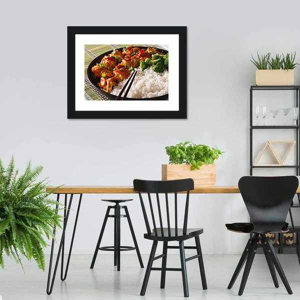 Chicken With Rice Canvas Wall Art-5 Horizontal-Gallery Wrap-22" x 12"-Tiaracle