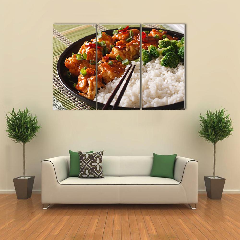 Chicken With Rice Canvas Wall Art-3 Horizontal-Gallery Wrap-37" x 24"-Tiaracle