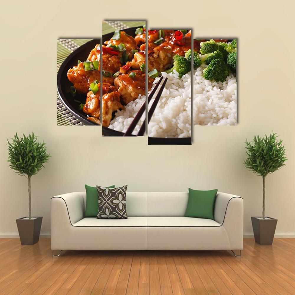 Chicken With Rice Canvas Wall Art-4 Pop-Gallery Wrap-50" x 32"-Tiaracle